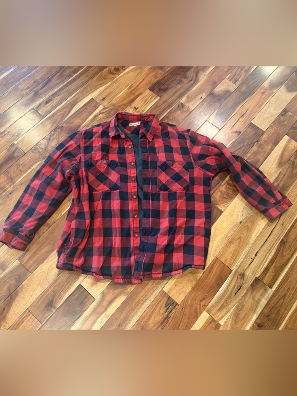 Duluth Trading Co Red and Black Buffalo Plaid Shirt Jacket 2XL Tall